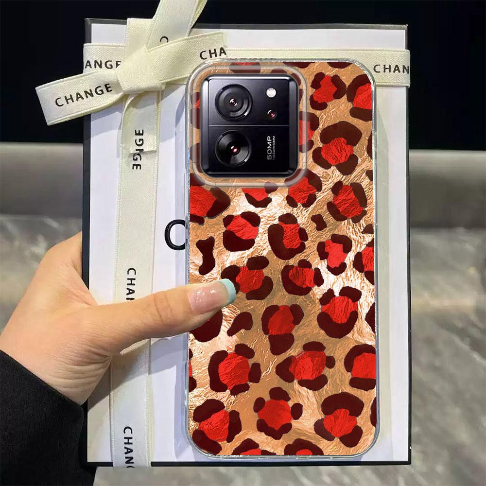Korean Fashion Pink Leopard Print Phone Case for Xiaomi 13T 14T 11 Lite NE Poco X5 M6 Pro X6 X7 X3 Pro NFC C65 C61 M5S TPU Cover