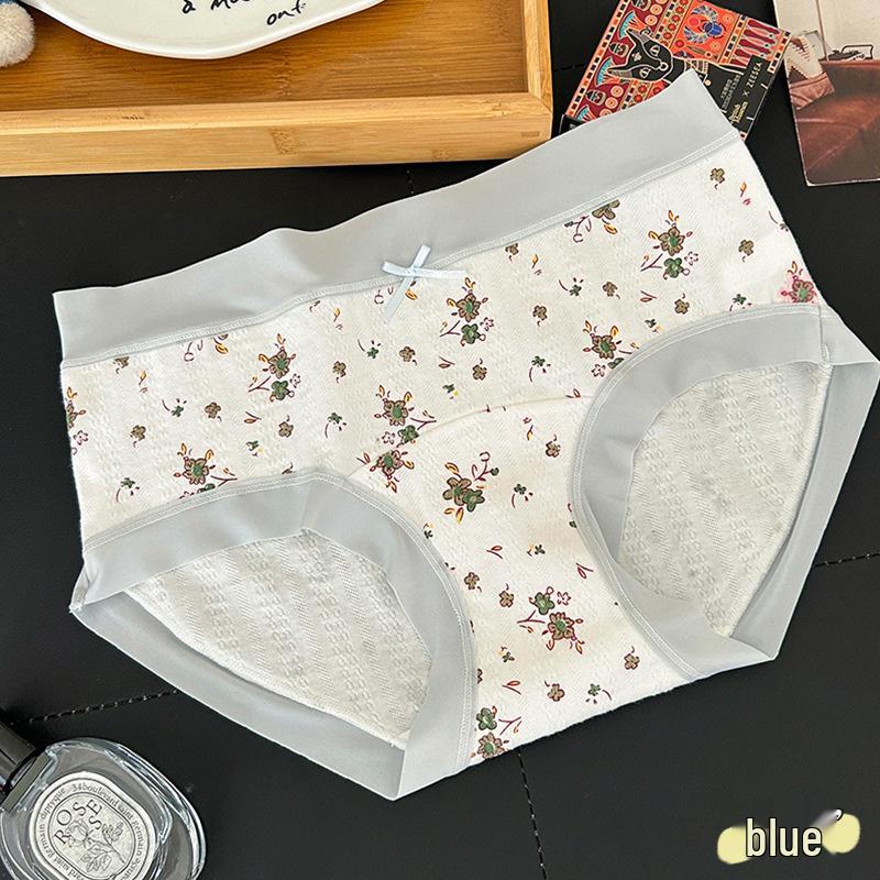 Autumn-Winter Baby Cotton Floral Girly Japanese Cute Mid-Waist Soft Women's Triangle Underwear