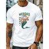 Oceanic Charm, Big & Tall Men's Summer T-Shirt with Mermaid Graphic - Casual Short Sleeve Tee, Machine Washable, PLUS SIZE