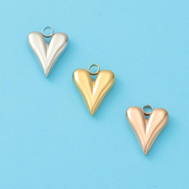 Trendy Stainless Steel Peach Heart Pendant Jewelry Accessory