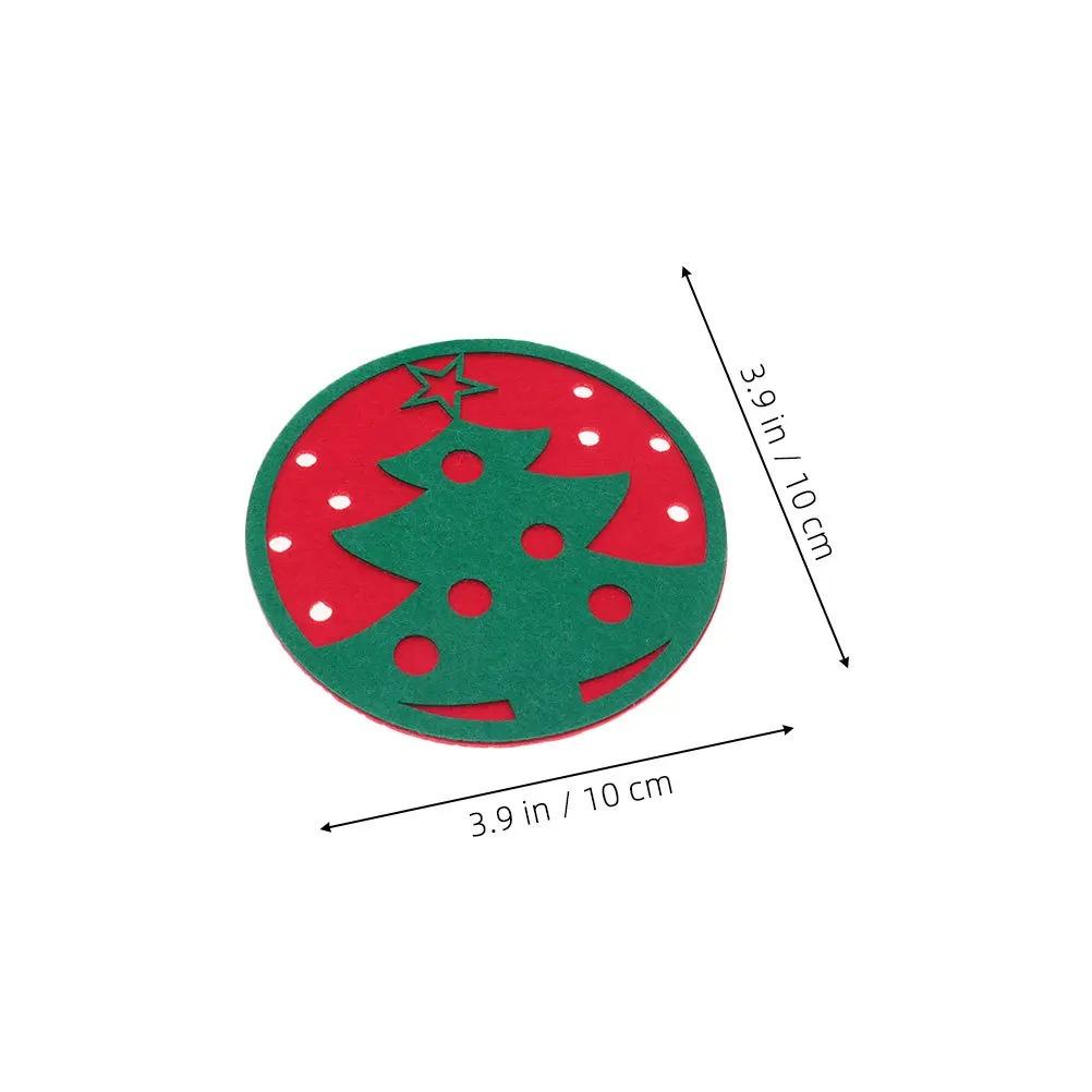 12Pcs Christmas Tree Felt Coasters Heat Insulated Cup Mats Festive Decor Winter Holiday Table Protectors Felt Coasters