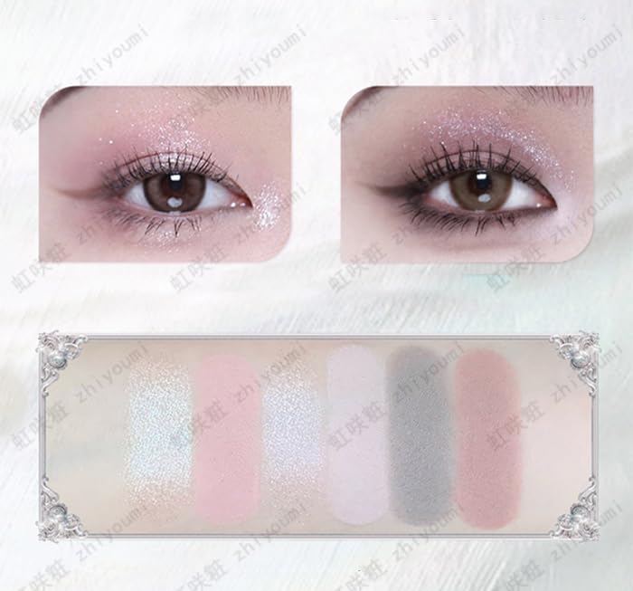 Flower Knows Muschelperlen Lidschattenpalette (6 Farben) - Matte Lidschatten, Süßes Augen Make-up, Hohe Pigmentierung, Langanhaltend, Chinesische Kosmetik, Beliebt