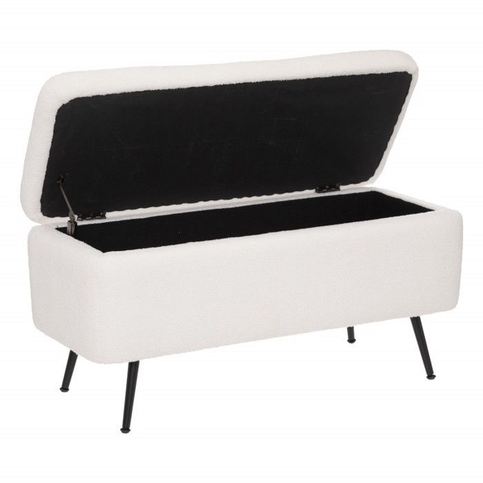 Banc Déco coffre "Aurora" bois &amp; métal Blanc Atmosphera