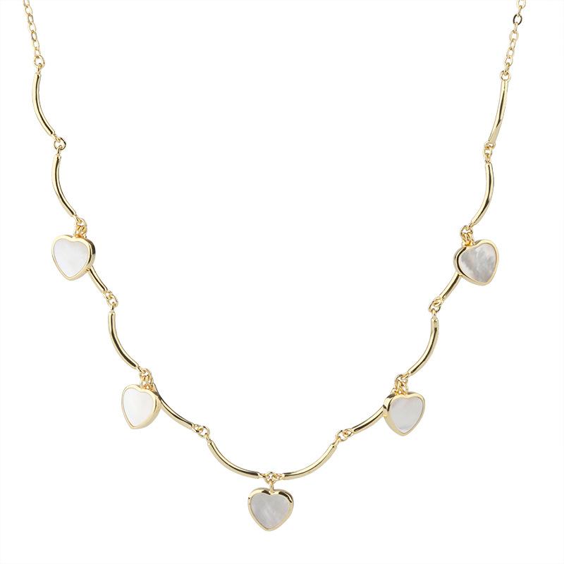 Ожерелье Женское Сердце Ракушка Кулон Сексуальная Цепочка на Ключицы золотой