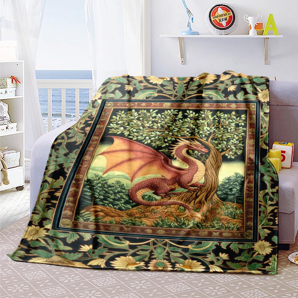 1pc Medieval Gothic Fantasy Dragon blanket, al season lightweigh Poster blanket home office outdoor nap multifunc Poster blanketional blanket