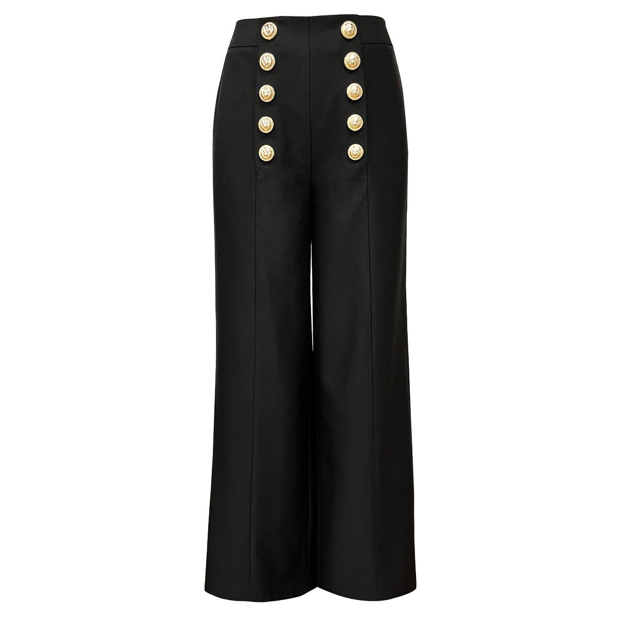 Spot 2024 Spring and autumn new faShion double-breaSted rivetS hidden buckle thin Straight pantS women S caSual trouSerS S
