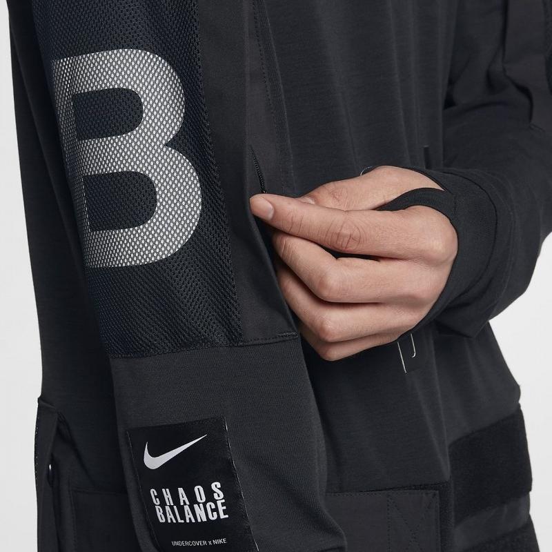 Nike Co-Branded Letter Print Crew Neck Long Sleeve T-Shirt Men Tops Black BV7133-010