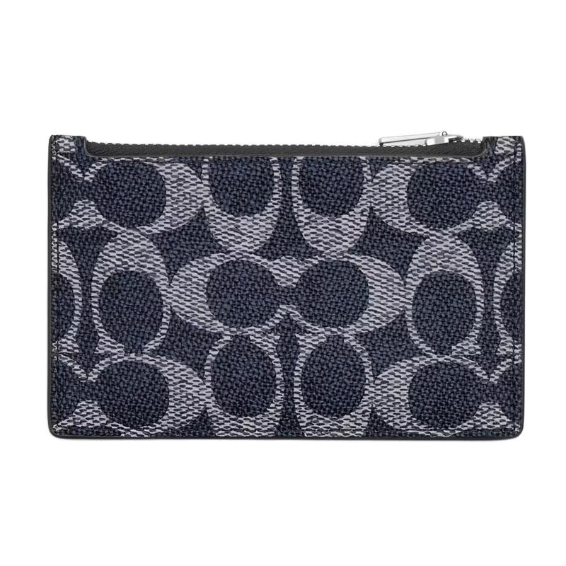 COACH wallet Card Case 12 Presbyopia printed all over, coated canvas and cowhide leather wallet, same style for men and women, couple Denim blue