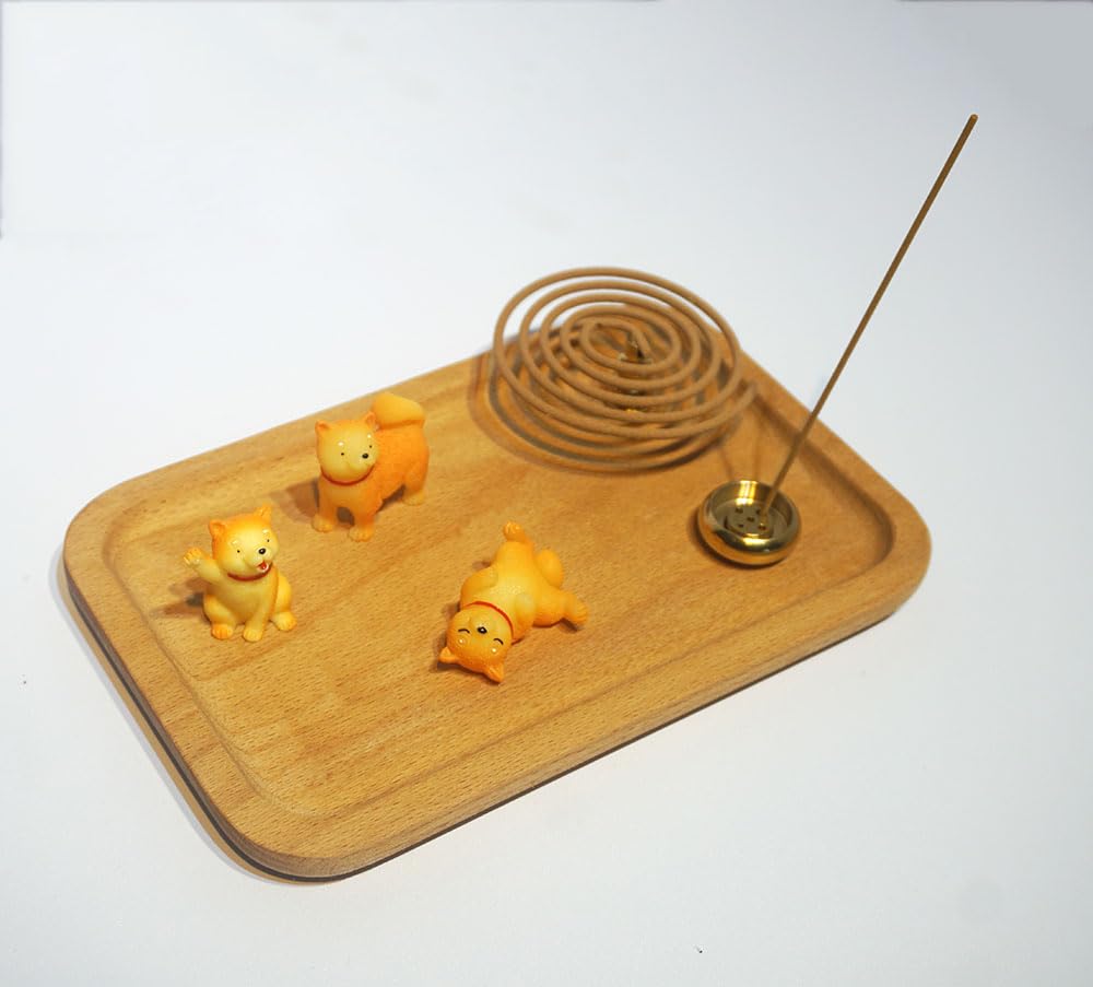 

Bombinate Incense Three Wooden Japanese Style Holder, Dogs, Plate, Cute,