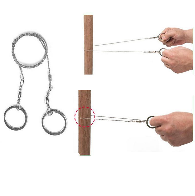 Practical Emergency Hand Chain Saw Survival Gear Manual Stainless Steel Wire Saw Ring Travel Outdoor Camping Hiking Tool
