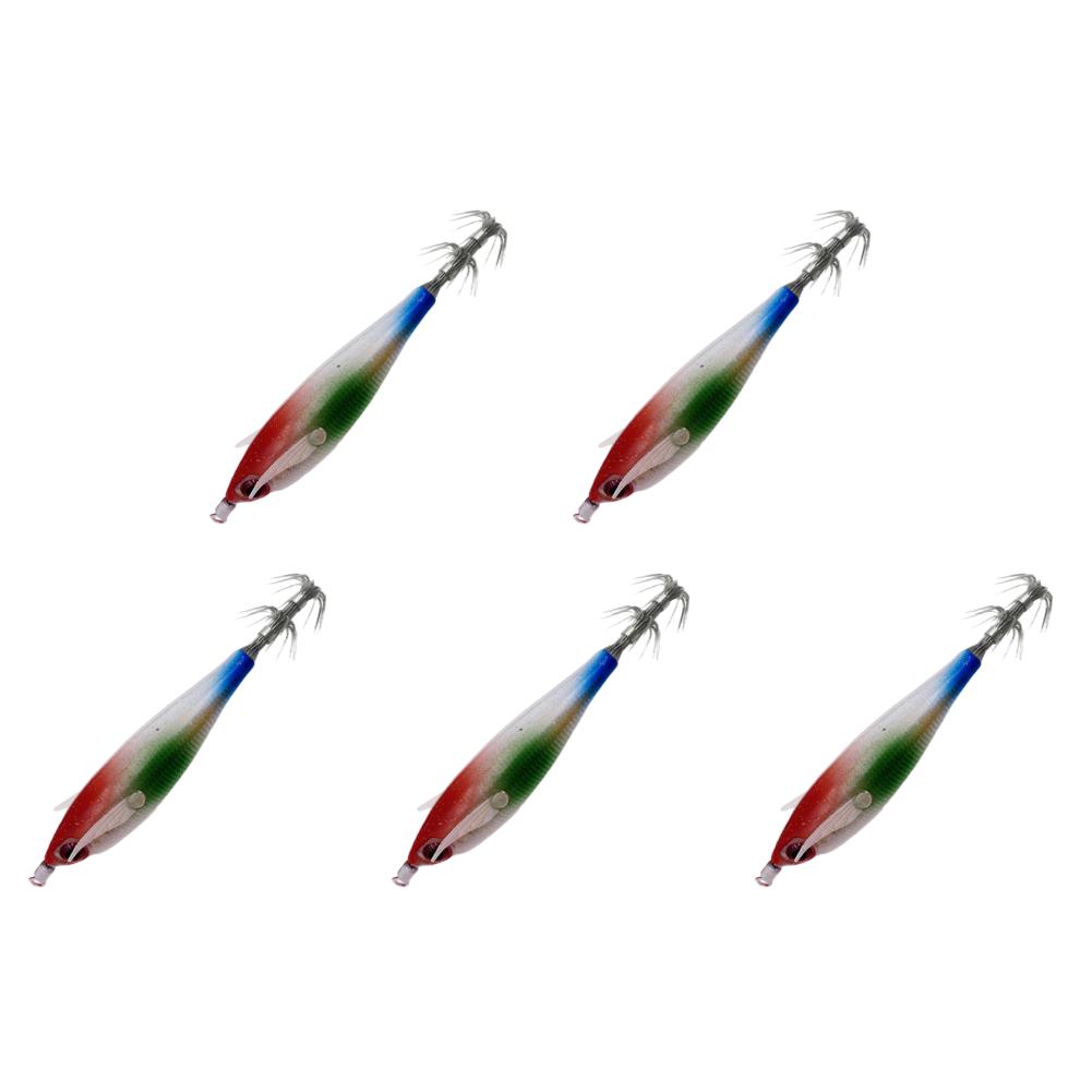 1-10Pcs Luminous Fishing Lure Wood Shrimp Lures Fishing Squid Jig Hook Octopus Cuttlefish Shrimp Jigging Bait for Night Fishing