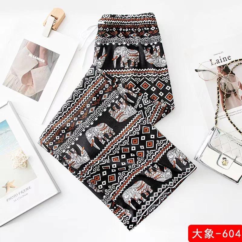 Long Elephant Pants Adjustable Elastic Waist Rope Loose Legs Women Men Unisex Print Thailand Casual Streetwear Beach Bohemian Retro Vintage