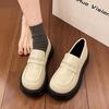 Fashion Hot Selling 2025 New Women's Thick Bottom Loafers Heightening College Shoes Retro British Style Flat Bottom Round Toe Summer