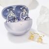 Bling Rhinestone Butterfly Ear Clip Earrings 2 Pieces Anti-Lost Holder for Wireless Earphone Female Prom Gift