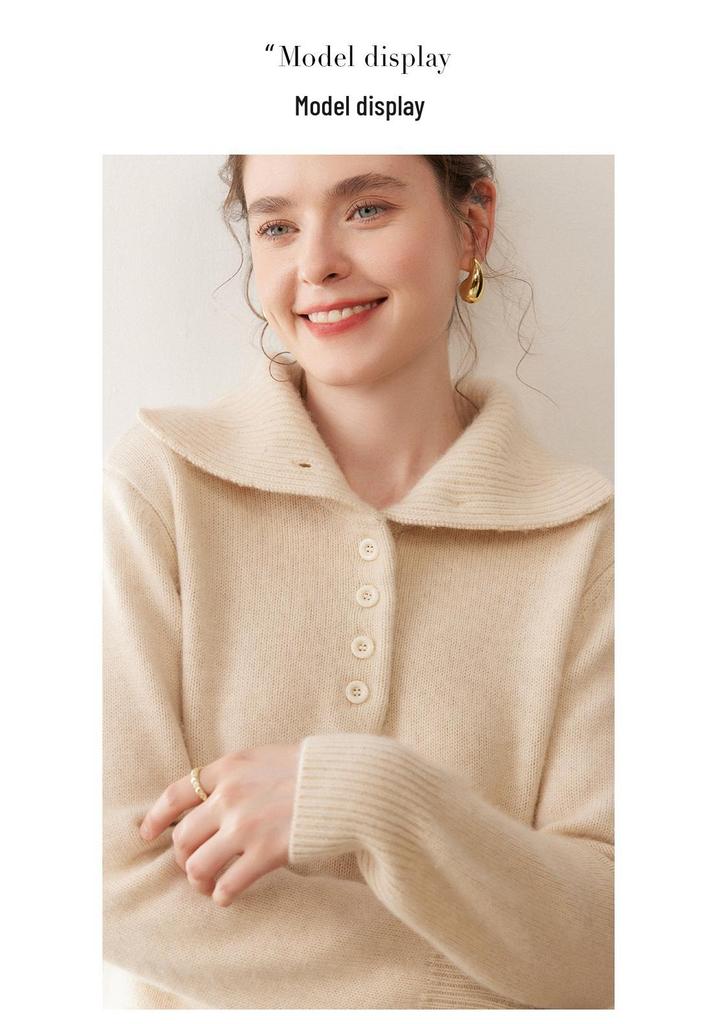 Women's High Neck Cashmere Sweater - Thick, Loose, and Casual Pullover