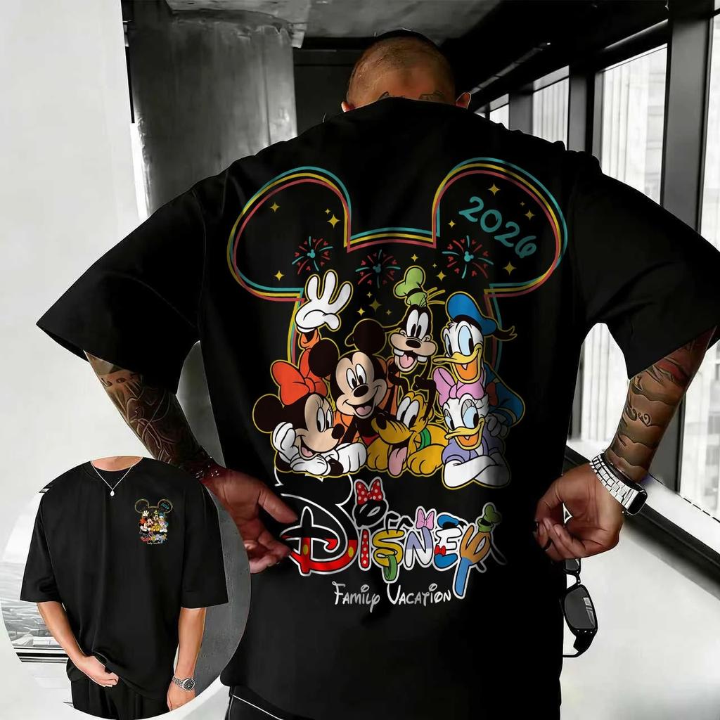 Mickey Mouse a Donald Duck Novoroční Grafický Potisk Trička Dámské Pánské Harajuku Streetwear Styl Letní Tričko Bavlna Oversized Top