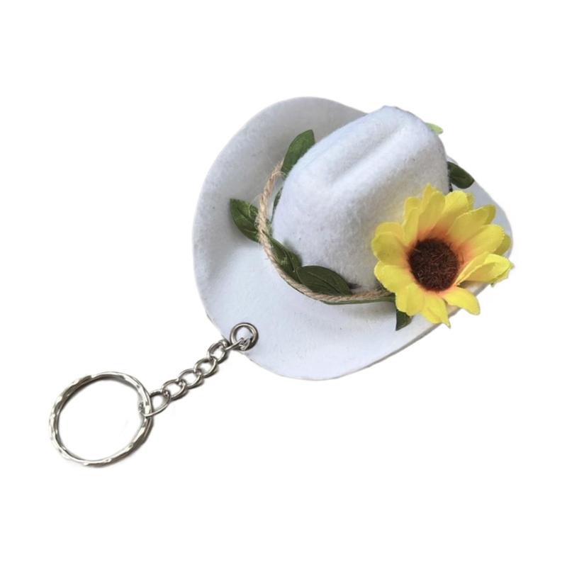 Trendy Flower Hat Key Chain Charm Versatile Hat Pendant Floral Keychain Portable Hat Pendant Keyrings Accessory