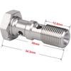 M10x1.0 Metric Stainless Steel Double Banjo Bolt Brake Fitting Adapter 30mm Long with Copper Washers