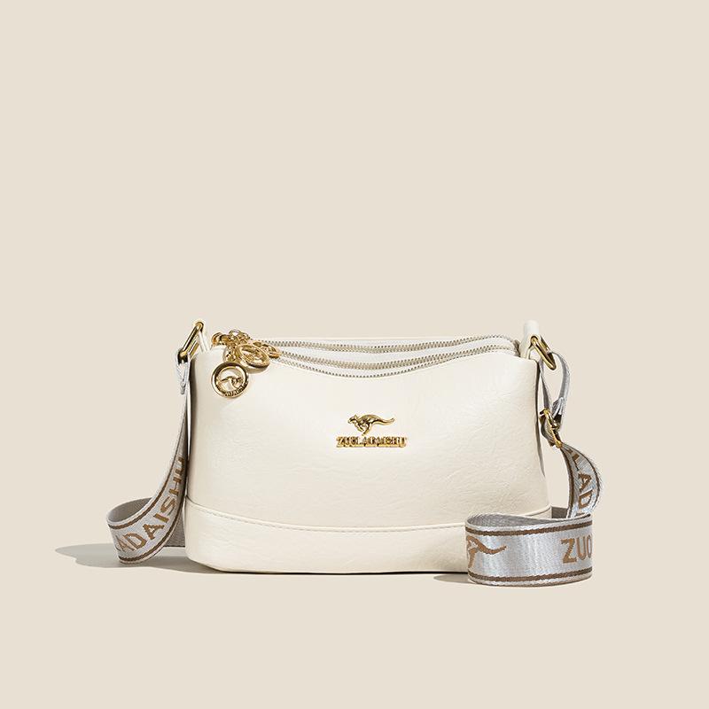 Soft leather messenger bag middle-aged mother bag 2025 new multi-layer shoulder bag wide shoulder strap shoulder small satchel