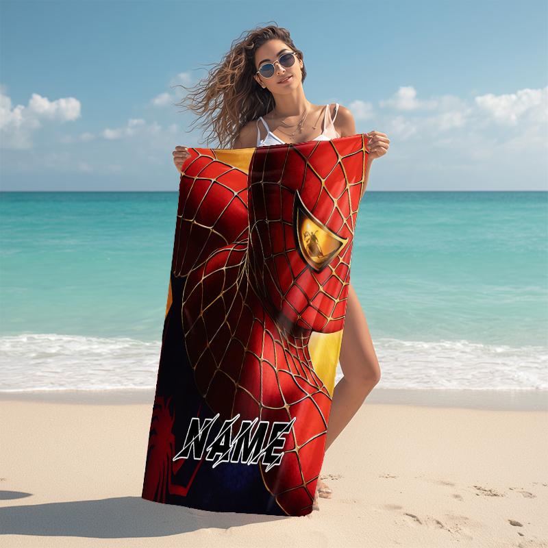 Personalized Spider-Man Comic Artwork Beach Towel Microfiber Beach Towel Thin Absorbent for Beach Swimming Yoga Bath Sports. 0910402
