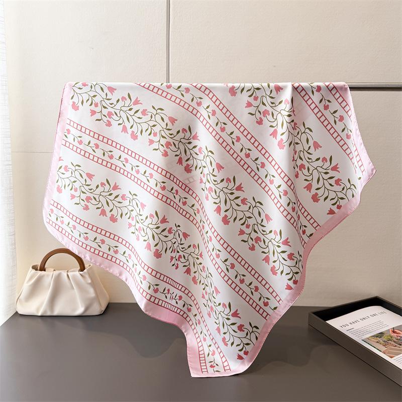 70x70cm Square Scarf Women Imitation Silk Hairbands Foulard Women Bandands Kercheif Shawls Wraps Small Hijab Headband Bandana