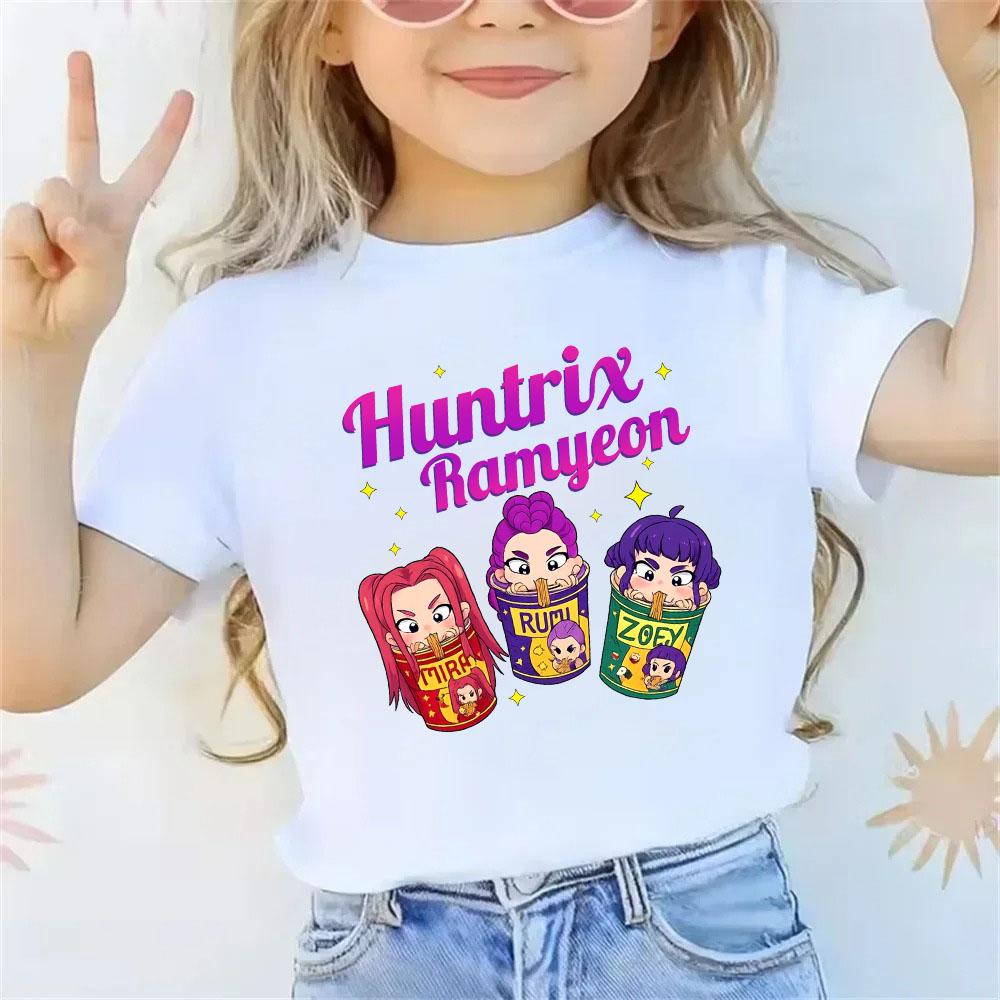 KPop Dämonenjäger T-Shirt Sommer Kurzarm-Tee für Freizeit Locker Mädchen Junge Grafikdruck Oberteile