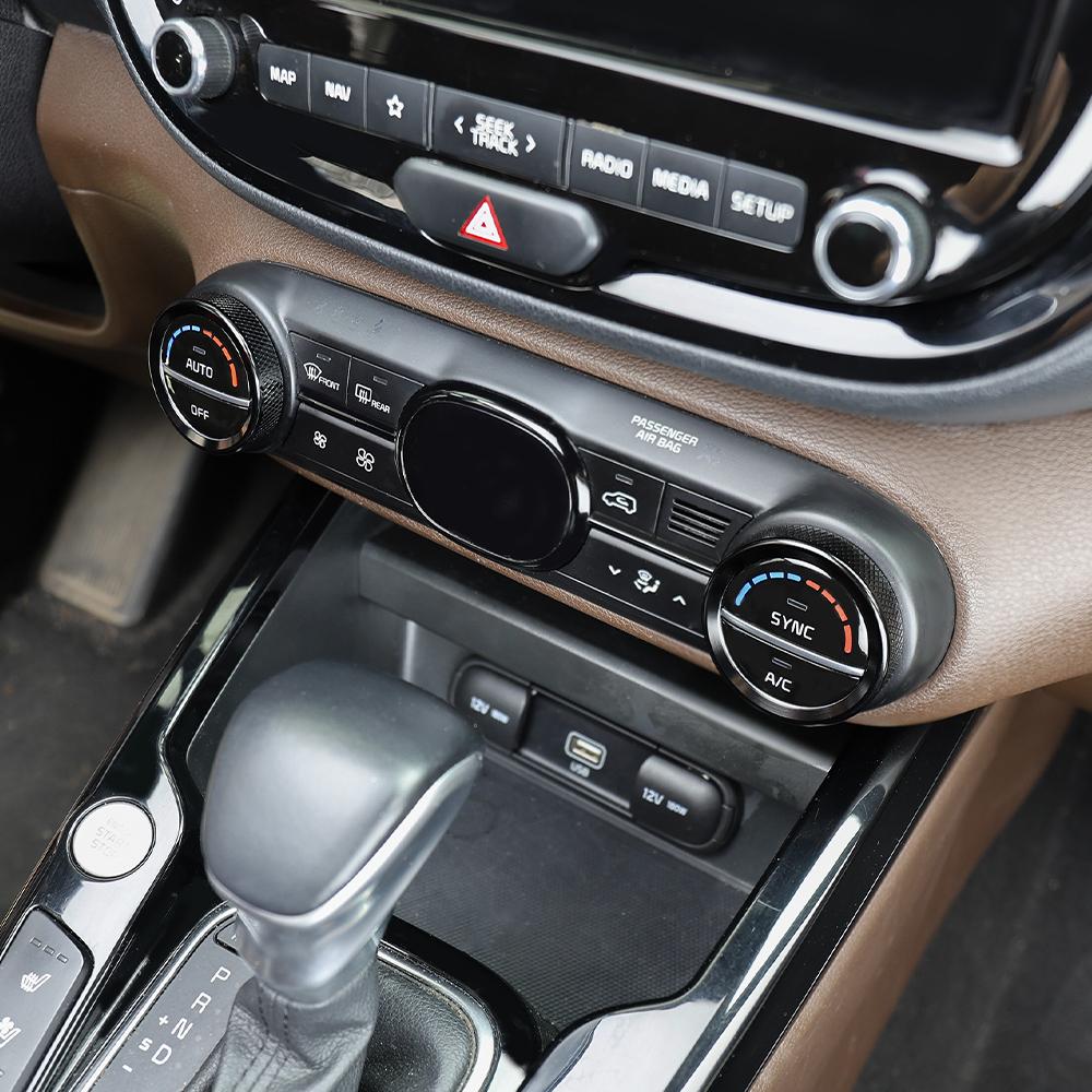 For Kia Soul -2025 2PCS High-End Version Aluminum Red Blue Black Air Conditioner Knob Trim Ring Control Adjust Button Cover