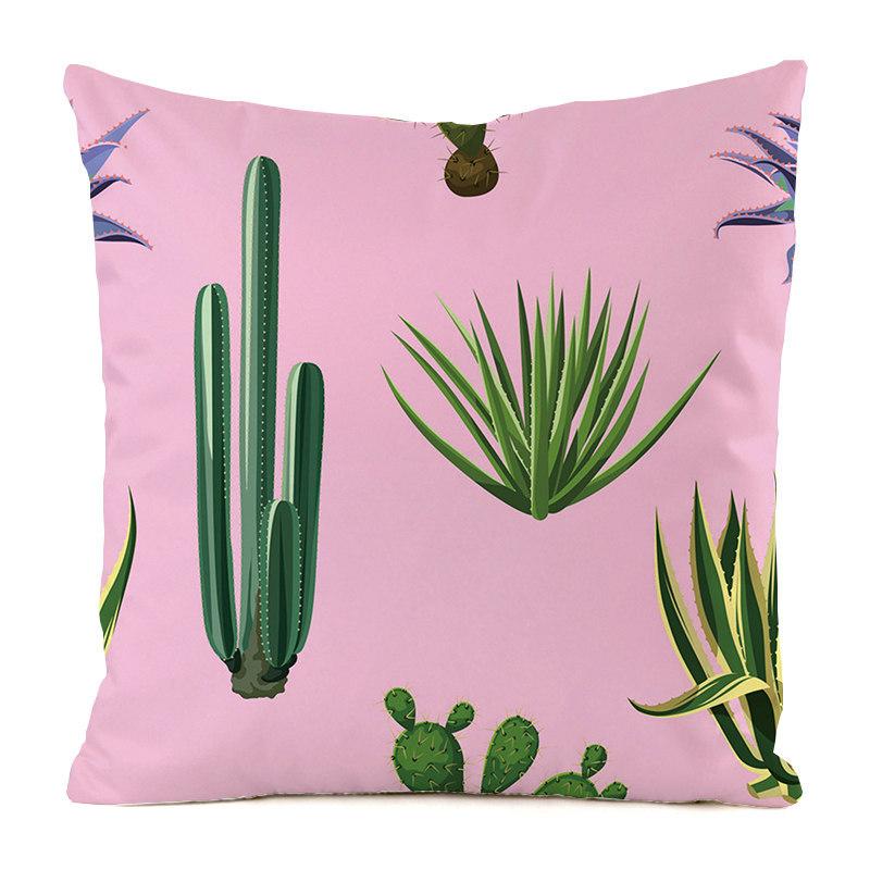 Cartoon Minimalist Cactus Style Digital Printing Short Plush Pillow Covers For Car Sofa Office Cushion Cover Home Goods