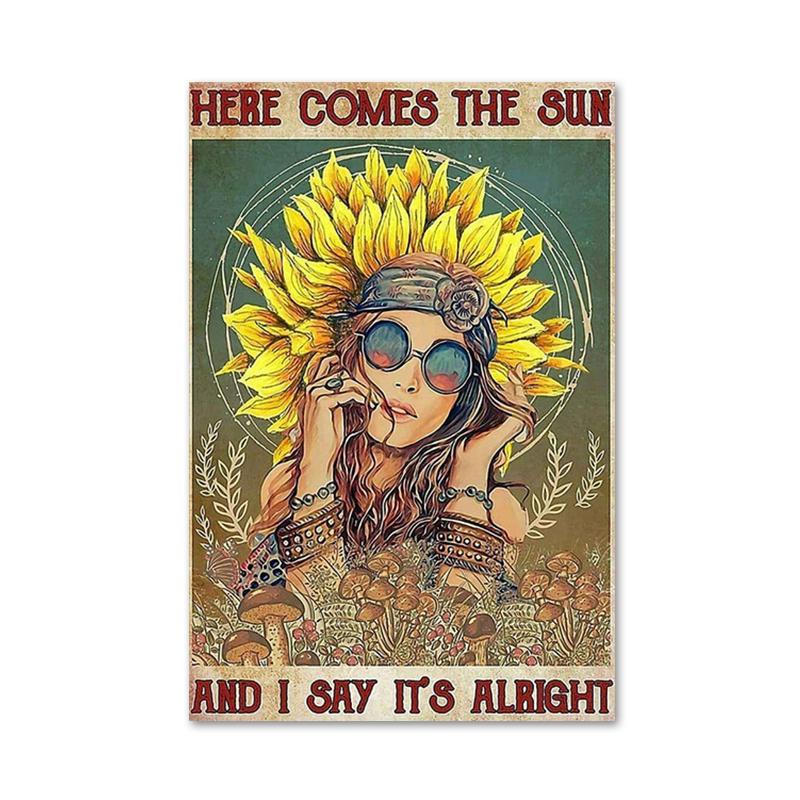 

Ретро Мистецтво Абстрактна фігура Соняшник Дівчина Плакати Друк Мода Гасло Картина на полотні Настінне зображення для домашнього декору у вітальні 21x30cm No Framed