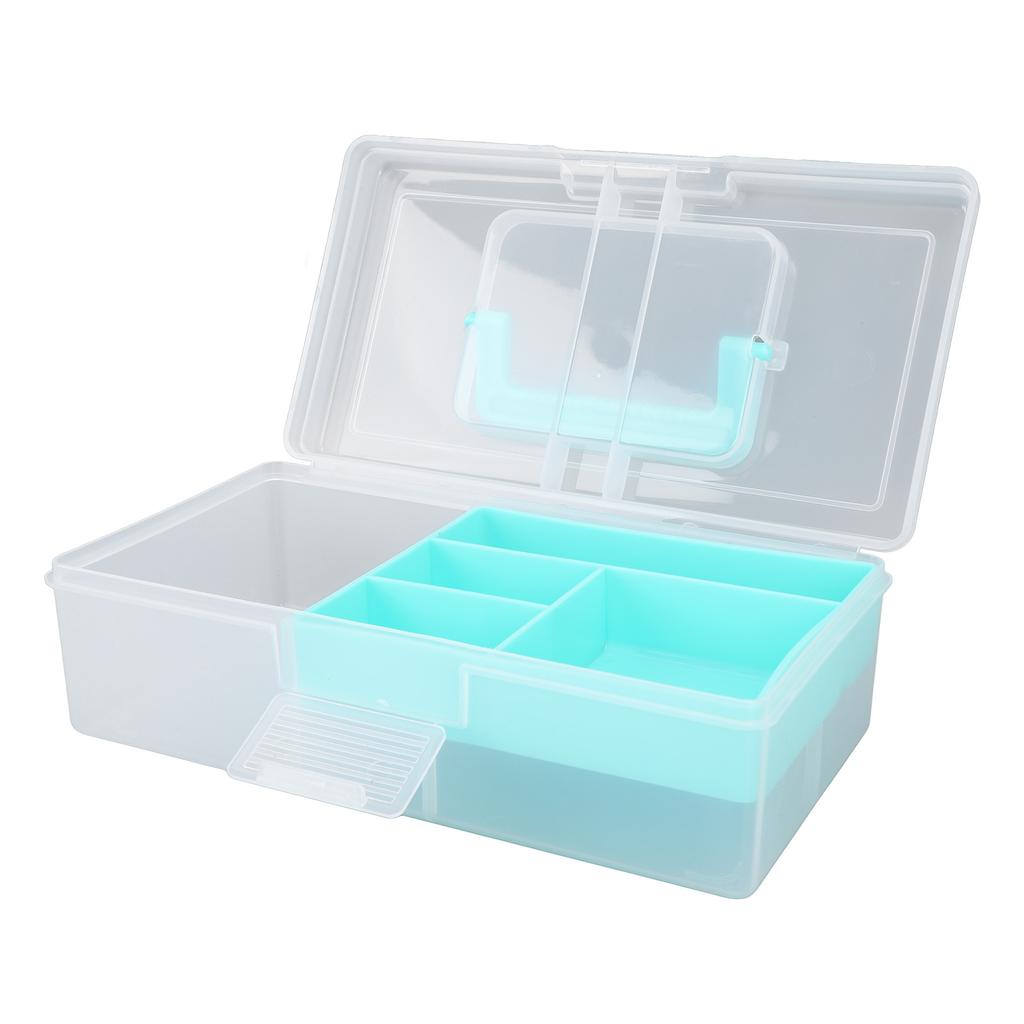 Fishing Bait Box Plastic Lure Case Double Sided Clear with Buckle Comfortable Handle Fishing Tackle for Outdoor Jigs