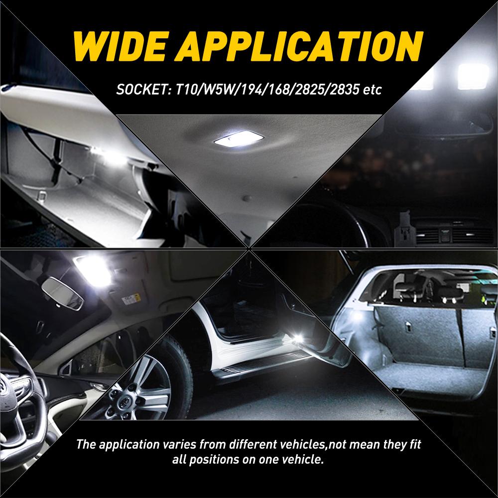 AUXITO 10x T10 W5W Led Super Bright 6000K Car Interior Bulb Trunk Dome Reading Map Light for ix20 Hyundai i30 Tuscon Accent Roof