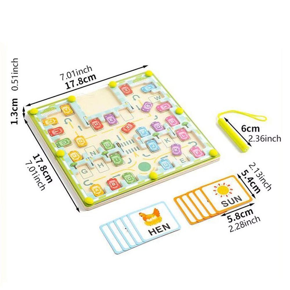 Wooden Magnetic Color Words Maze 26 English Letters Magnetic Beads Puzzle Maze Girls Party Favors