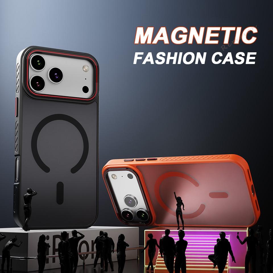 Coque de téléphone magnétique pour iPhone 14 15 16 Plus 13 15 16 17 Pro Max Air Magsafe Charge sans fil Protection Coque antichoc