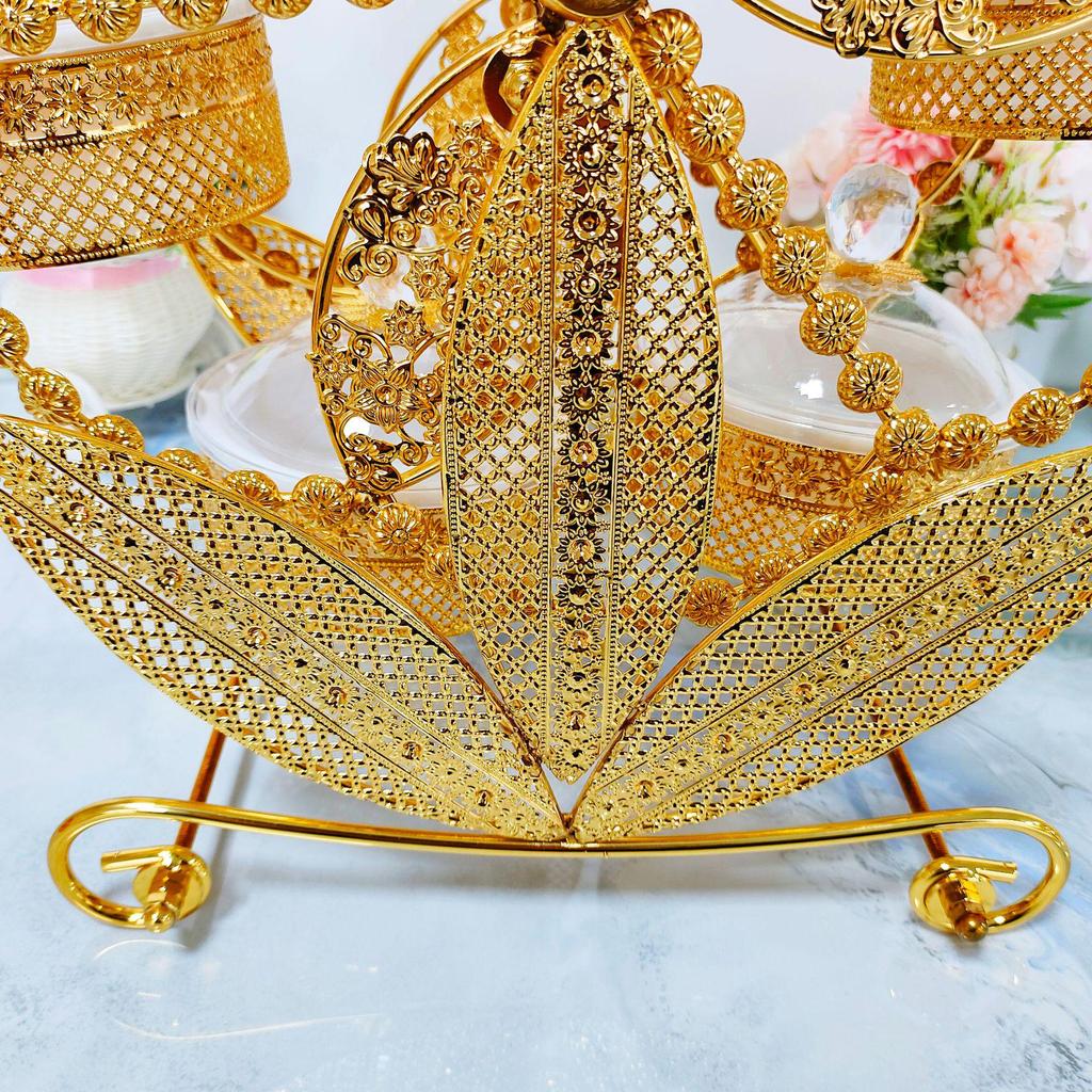 Eleganter drehbarer Obstkorb - Sechs Fächer, Drei-Blatt-Design, Perfekt für Wohnzimmerdekor