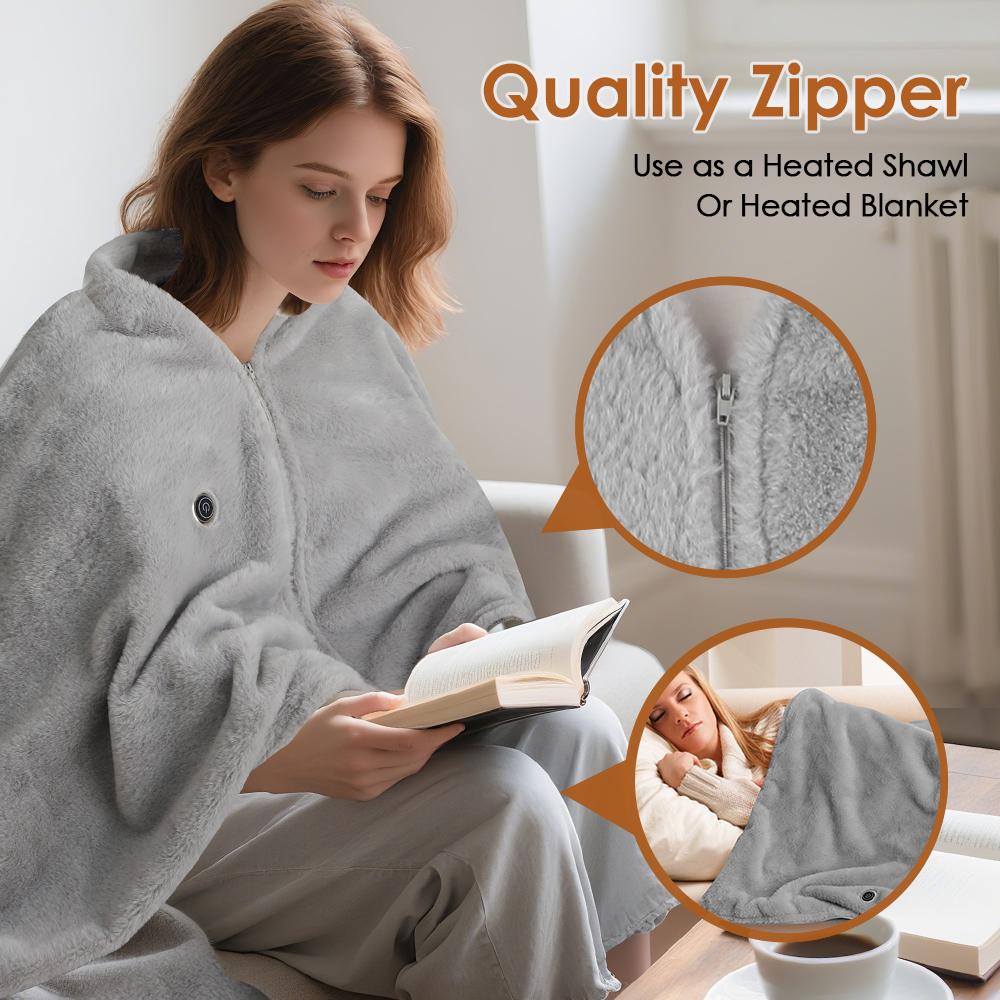 USB Heated Wearable Shawl Electric Blanket 3 Speed Temperature Heating Blanket Shawl For Winter Warm Wrap Brace Soft Velvet Cape