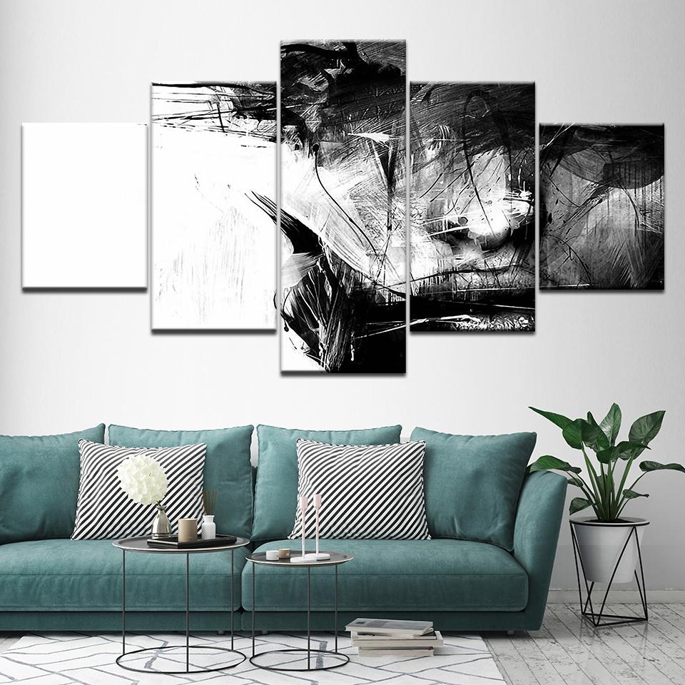 

Canvas Painting black and white Abstract face 5 Pieces Wall Art Painting Modular Wallpapers Poster Print Home Decor 20x35 20x45 20x55cm