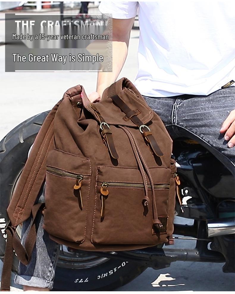 AUGUR Vintage Canvas Backpack for Men – Dual-Shoulder Laptop & School Bag