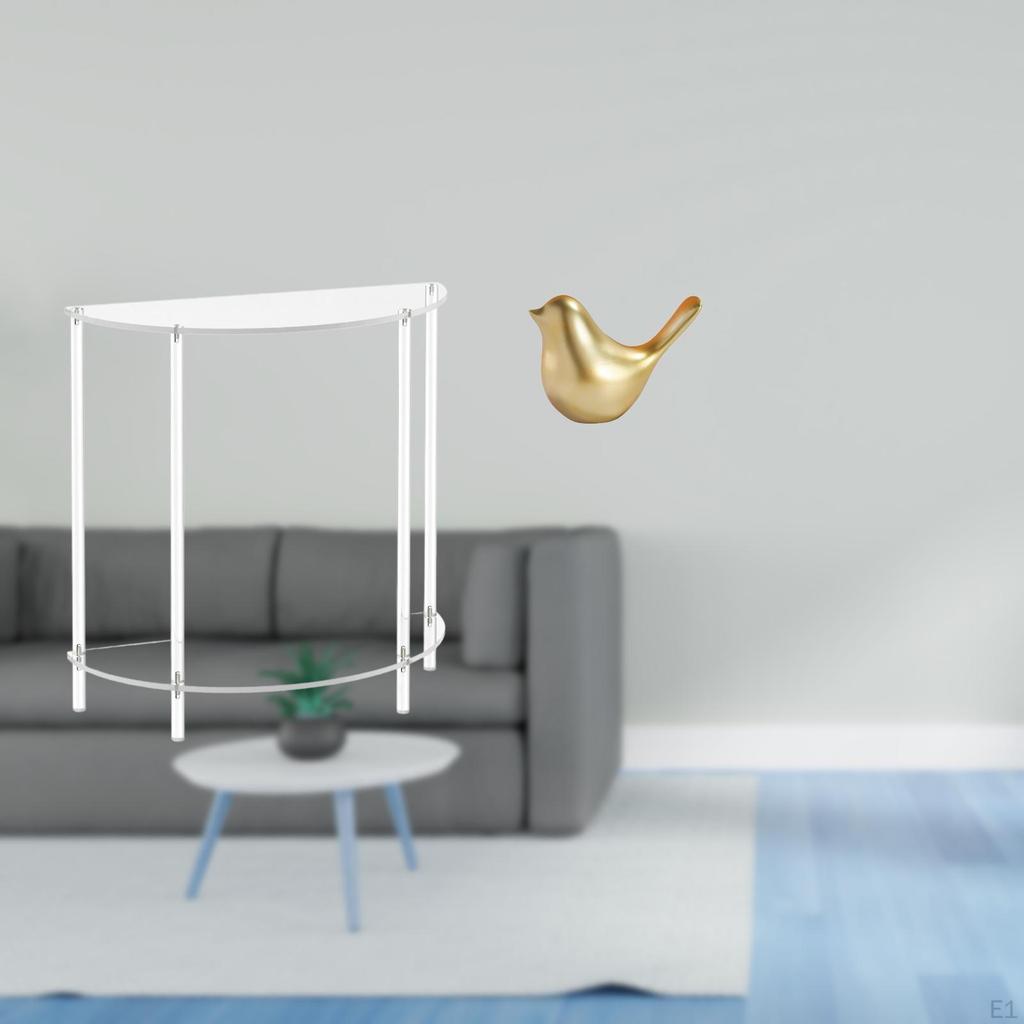 Acrylic Side Table with Golden Birds Figurine Modern Animal Statue Accent End for Living Room