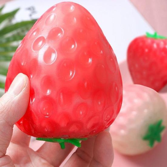Photosensitive Color Changing Strawberry Toy Simulated White To Red Strawberry Squeeze Fidget Toy Anxiety Relief Sensory Stress Ball