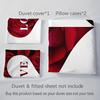 10% Polyester Breathable Soft with Soft Fabric Duvet Cover Set Red plus White Love Heart Rose Letering Al-Season Digital Print Machine Washable