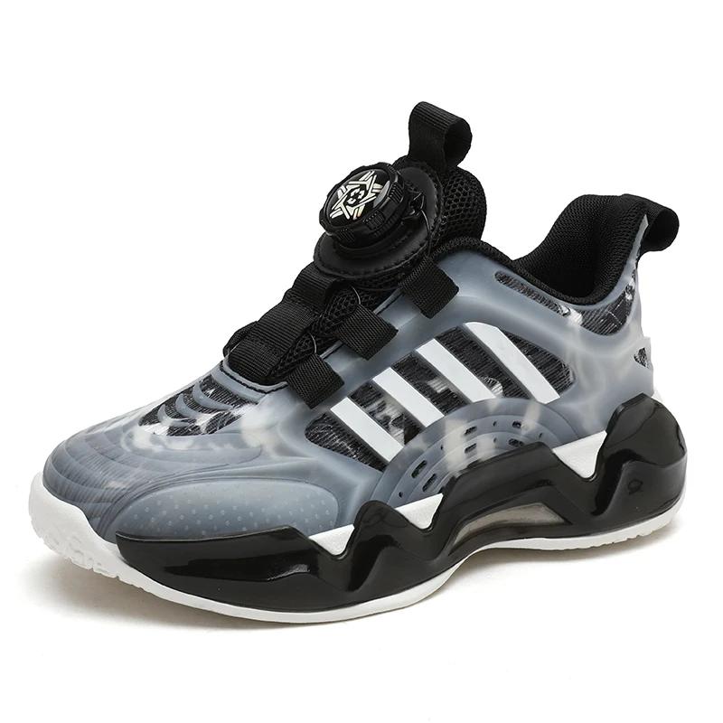 

Новая легкая детская спортивная обувь с поворотной пряжкой, кроссовки для мальчиков, повседневные дышащие беговые кроссовки, уличные детские теннисные туфли 29