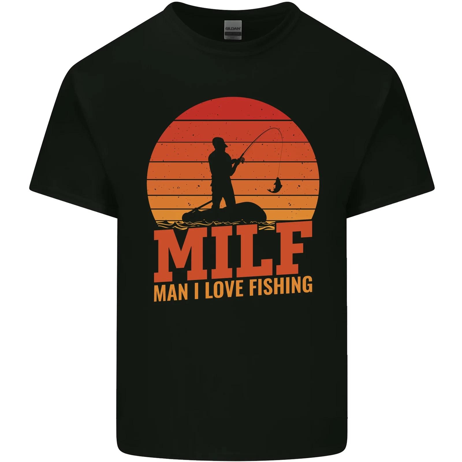 MILF Fishing Funny Fisherman Fathers Day Kids T-Shirt Childrens 3XL