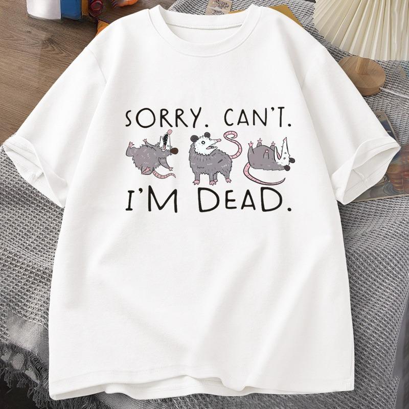 Posem T-shirt Suitable for Opossum Lover Fun Pattern Tshirt Anxiety Attack Unisex Cotton Short Sleeve Pattern T-shirt Street Wear