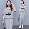 Plus Size Women's Summer Sports and Leisure Fashion Suit Women's Fashionable and Age-reducing Versatile Two-piece Set