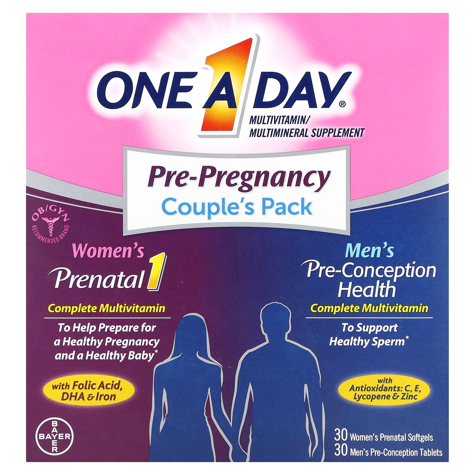 

One-A-Day Pre-Conception Couple Pack, 30 Softgels (Women) & 30 Tablets (Men)