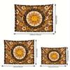 1 Bohemian Sun and Moon Tapestry with Floral and Celestial Patterns - Vintage Wall Hanging for Bedroom, Dorm, Polyester Fabric