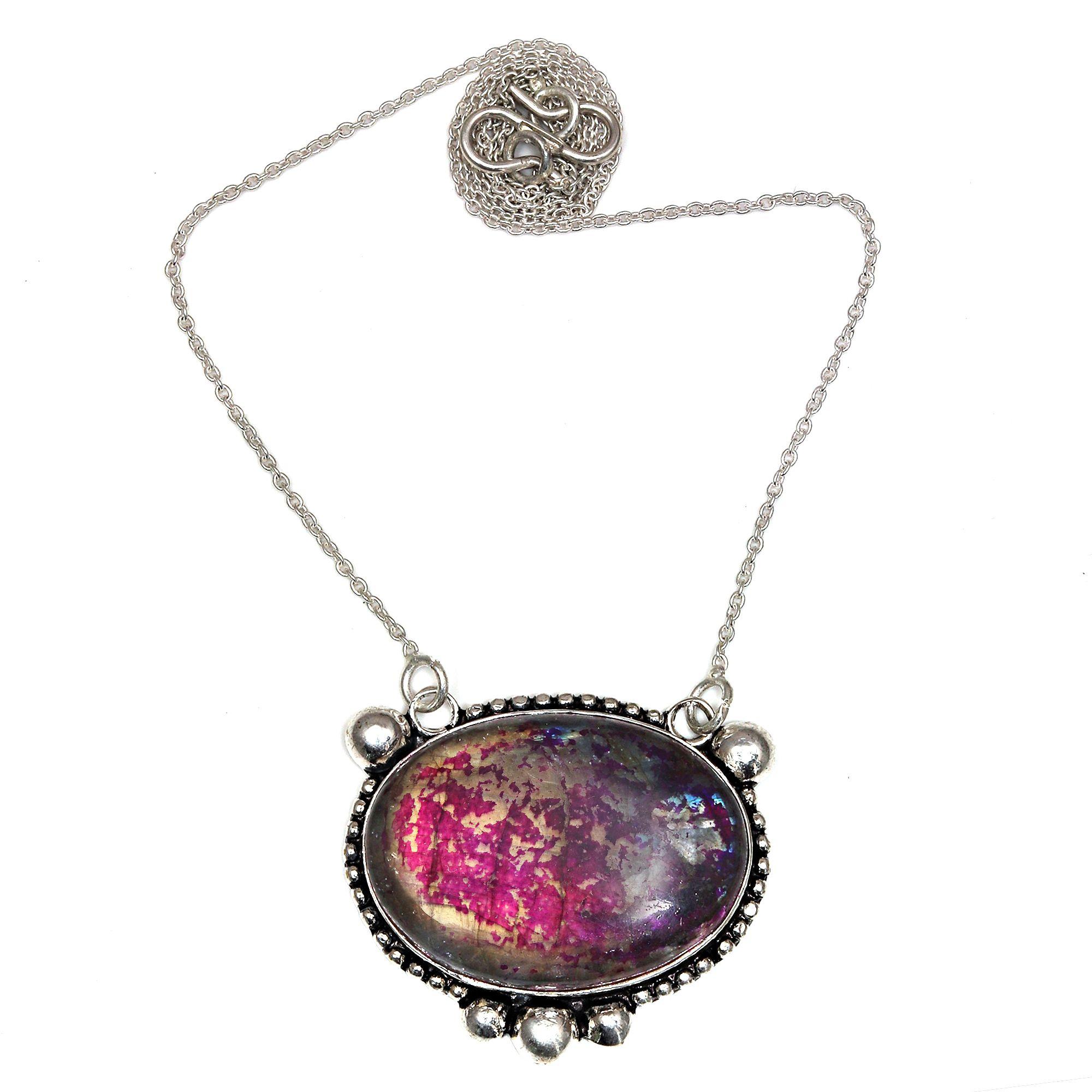 

Серебряное ожерелье с розовым лабрадоритом ко Дню матери, 20 дюймов