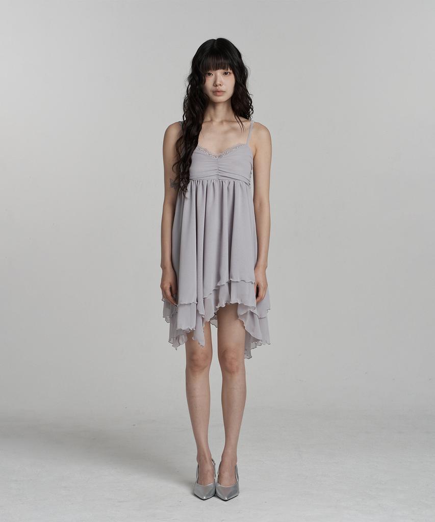 Ilio [Bit-O X Ilio] Gray Asymmetric Chiffon Dress