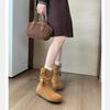 Grape Mother Same Retro Fringed Beaded Flat Bottom Piled Small Short Boots Delicate Round Head Versatile Inner Height Increasing Martin Boots
