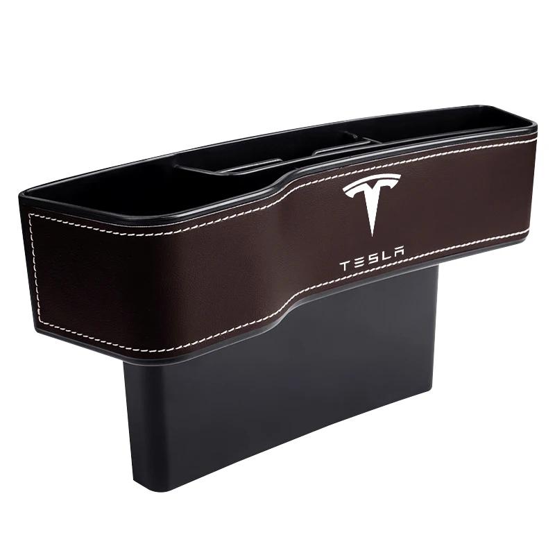 Bilklistermärke Tesla Multifunktionell Bilbarnstol Spricka Förvaringslåda Sätesspalt Ficka Manager för Tesla Stil Roadster Invader Mod